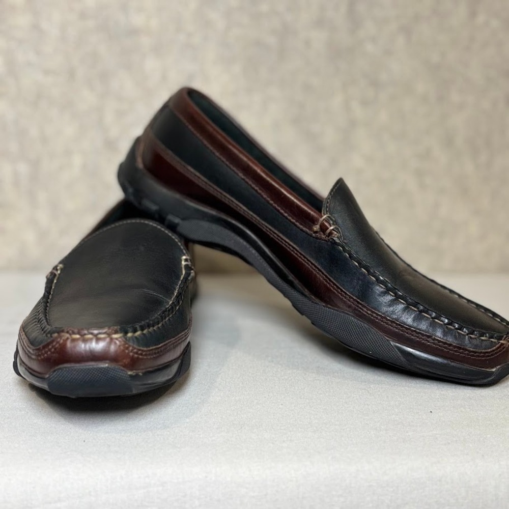 Allen Edmonds Boulder Loafers Mens 9 D Black Brown Leather Driving Shoes Classic